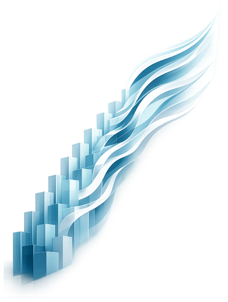 Dynamische Grafik aufsteigender Quader, die sich in Wellen wandeln