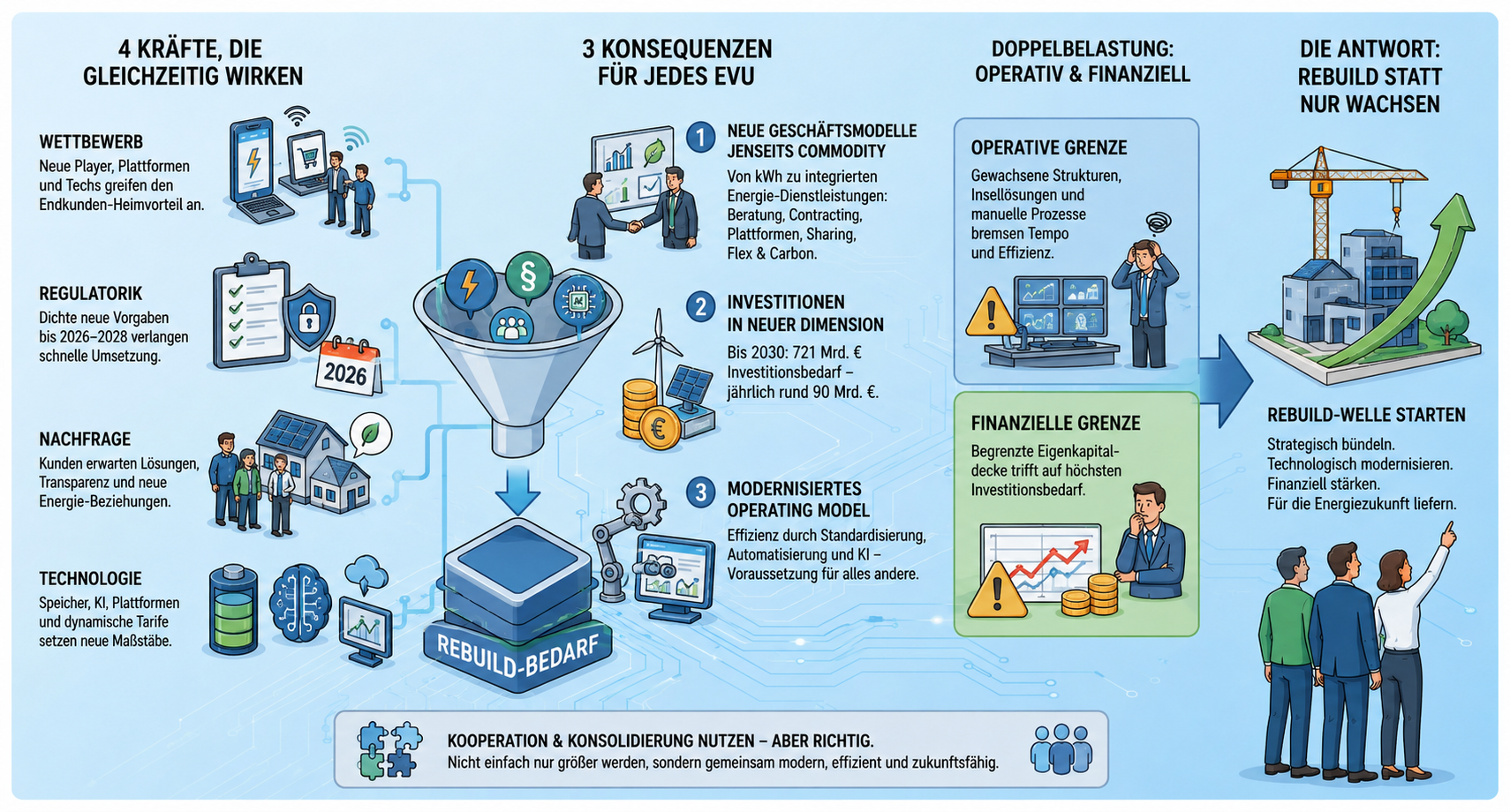Infografik: Kooperation und Konsolidierung bei EVU, Chancen und Risiken